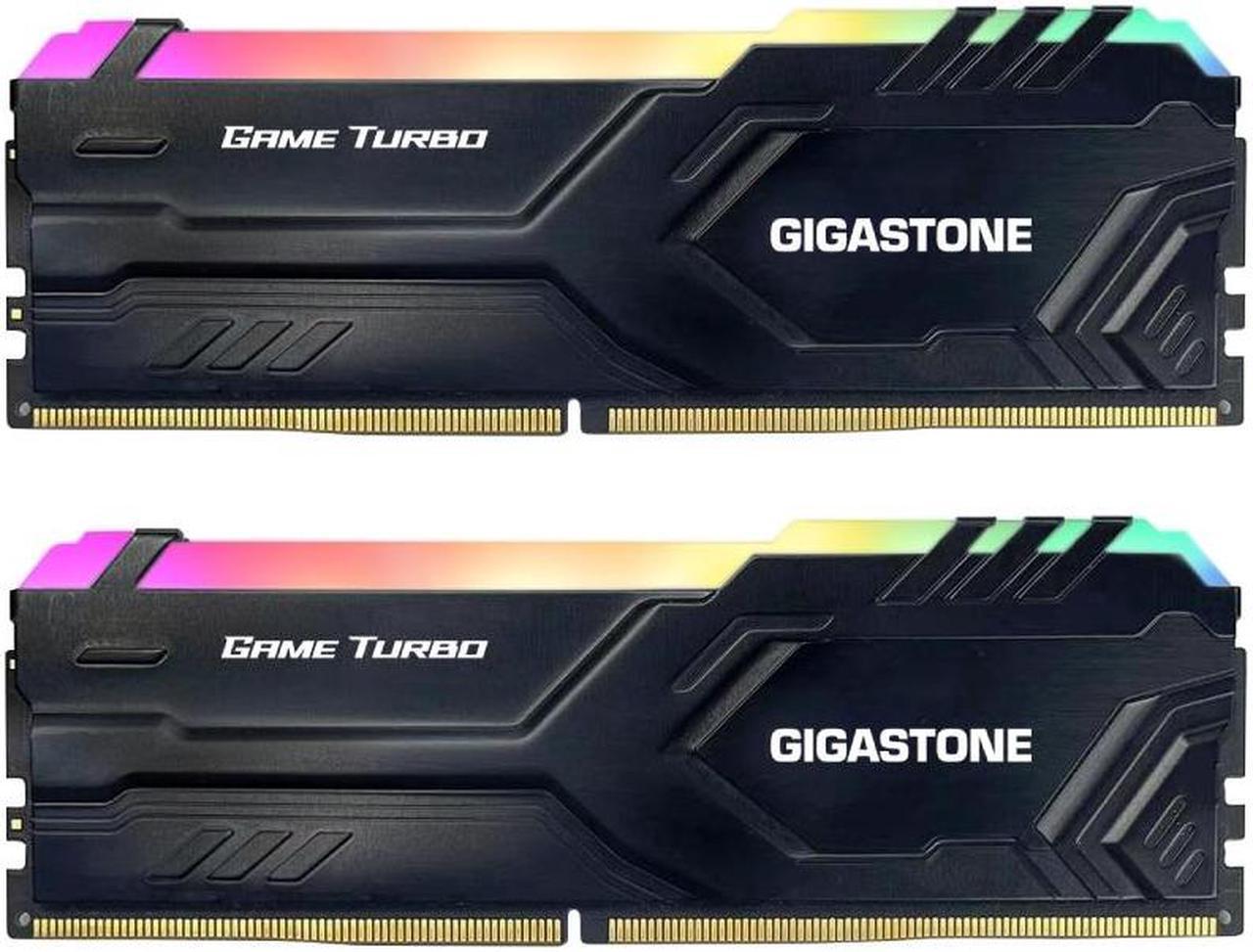 Main image of GIGASTONE DDR4 RAM Black RGB Game Turbo Desktop RAM 32GB (2x16GB) DDR4 RAM 16GB DDR4-3200MHz PC4-25600 CL16 1.35V 288 Pin Unbuffered Non ECC UDIMM for PC Gaming Desktop Memory (Desktop ONLY)