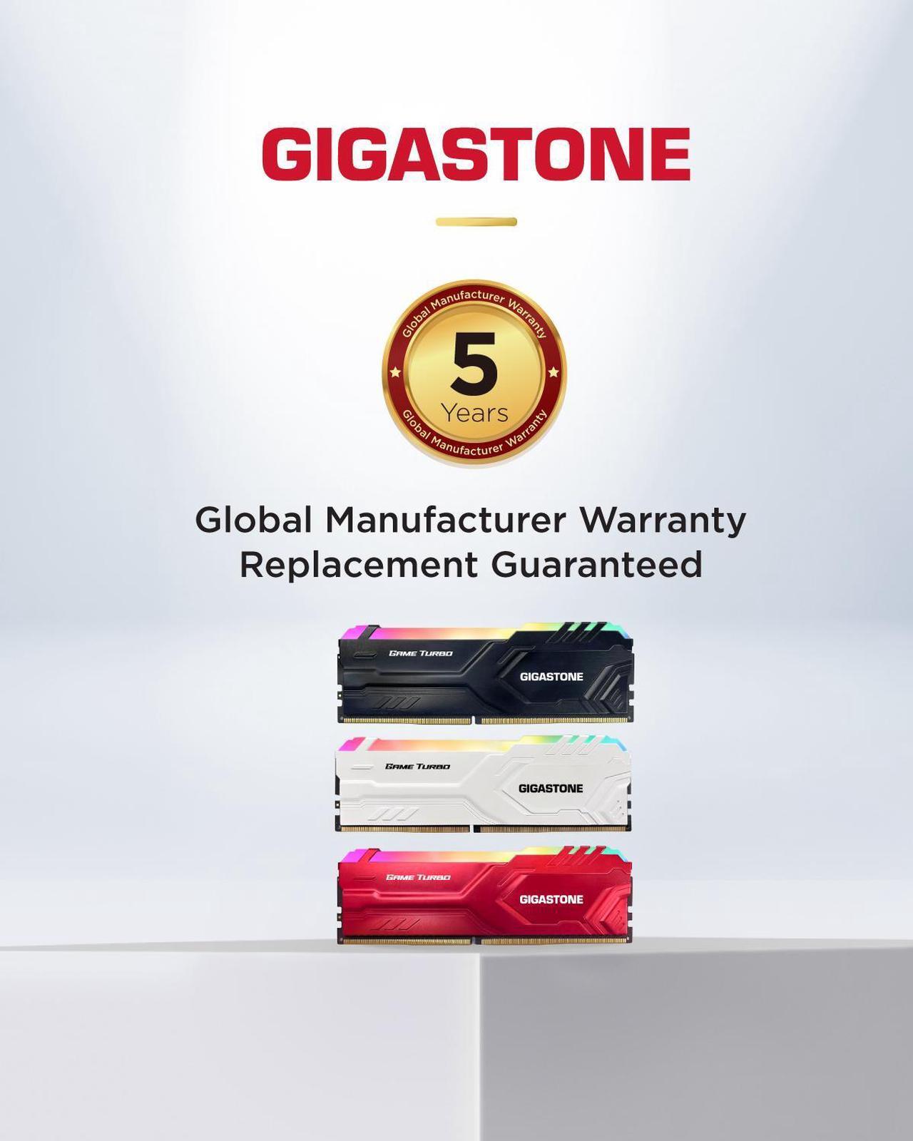 Alt view image 7 of 7 - GIGASTONE DDR4 RAM Black RGB Game Turbo Desktop RAM 32GB (2x16GB) DDR4 RAM 16GB DDR4-3200MHz PC4-25600 CL16 1.35V 288 Pin Unbuffered Non ECC UDIMM for PC Gaming Desktop Memory (Desktop ONLY)