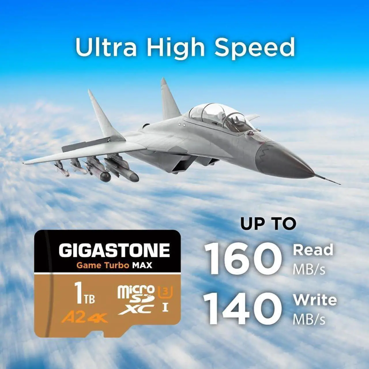 Alt view image 2 of 4 - [5-Yrs Free Data Recovery] GIGASTONE 1TB Micro SD Card, 4K Game Turbo MAX, MicroSDXC Memory Card for Nintendo-Switch, GoPro, Action Camera, DJI, UHD Video, R/W up to 160/140 MB/s, UHS-I U3 A2 4K C10