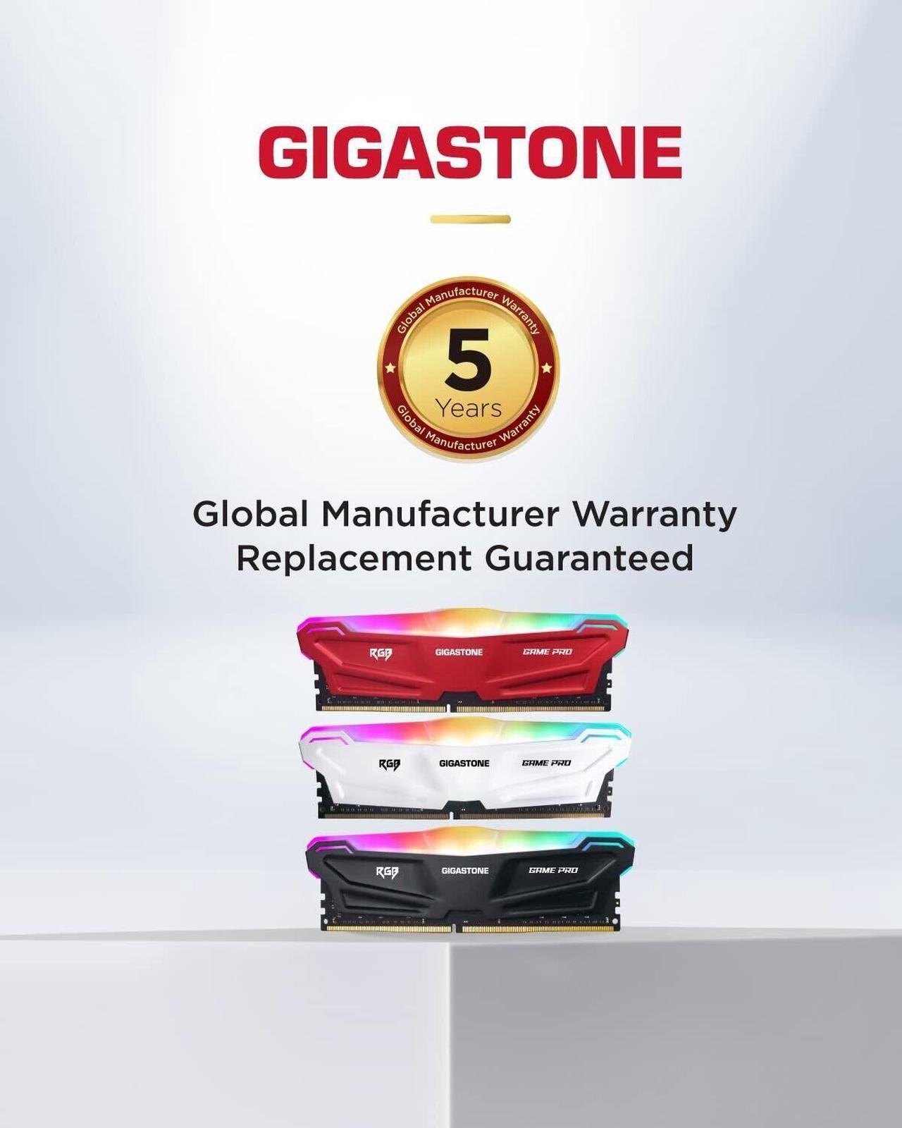 Alt view image 7 of 7 - Gigastone DDR4 RAM Red RGB Game PRO Desktop RAM 16GB (2x8GB) DDR4 16GB DDR4-3200MHz PC4-25600 CL16 1.35V 288 Pin Unbuffered Non ECC UDIMM for PC Gaming Desktop Memory Module (Desktop ONLY)
