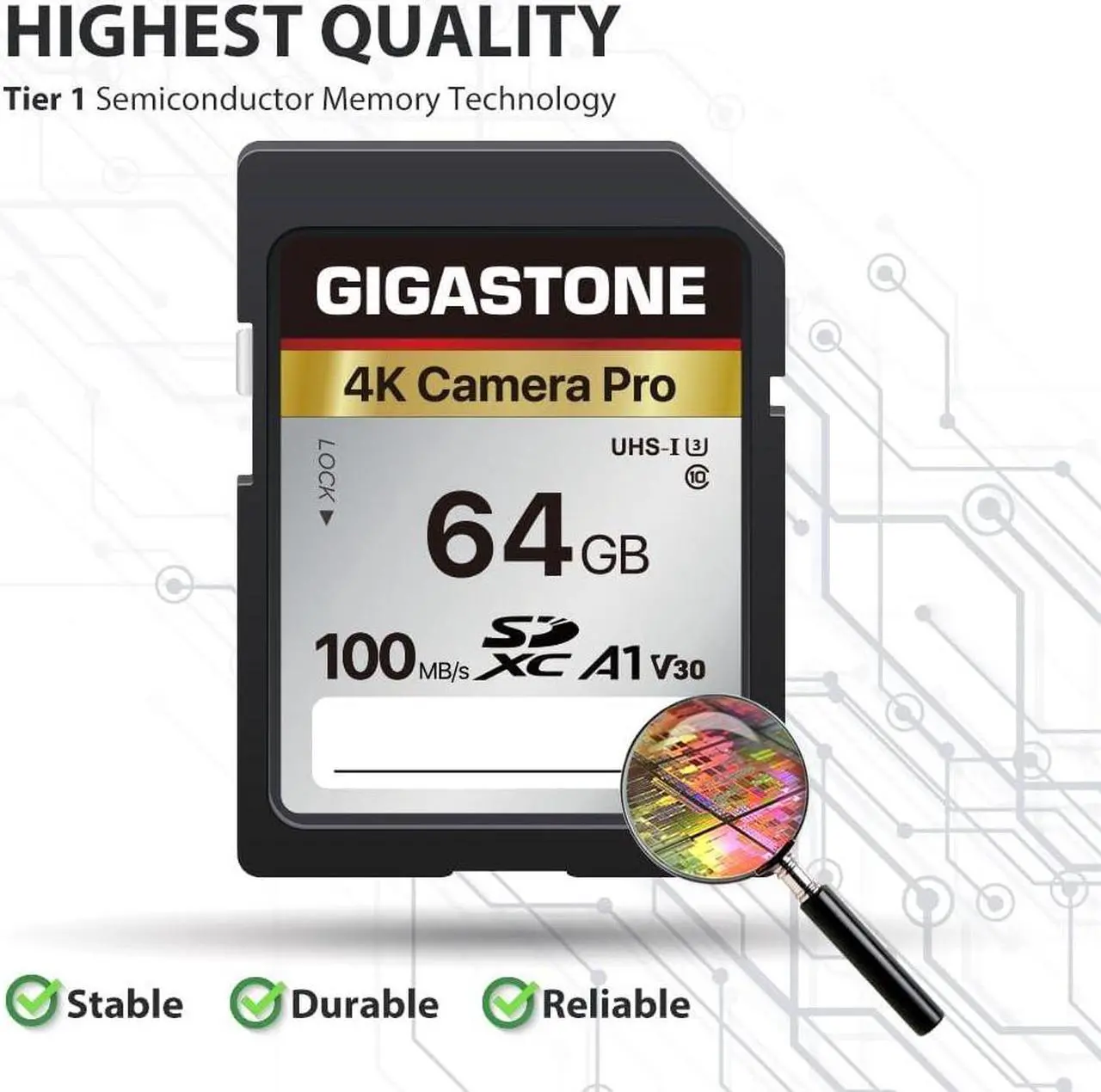 Alt view image 3 of 6 - GIGASTONE 64GB 2-Pack SD Card V30 SDXC Memory Card High Speed 4K Ultra HD UHD Video Compatible with Canon Nikon Sony Pentax Kodak Olympus Panasonic Digital Camera, with 2 Mini cases