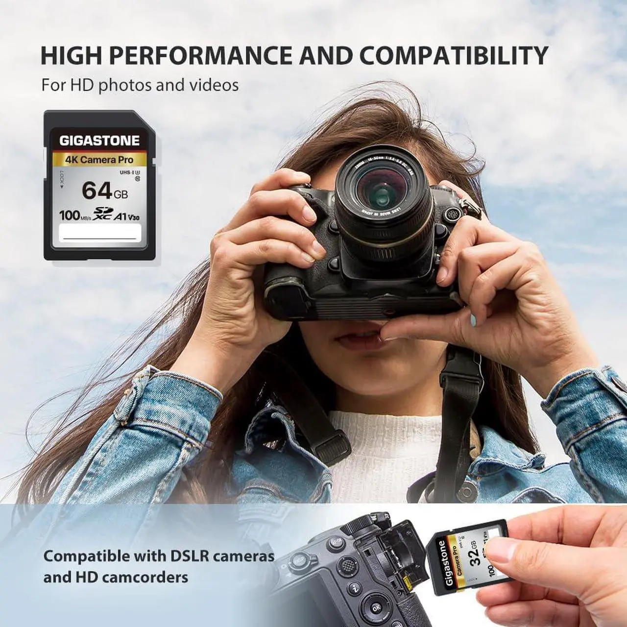 Alt view image 4 of 6 - GIGASTONE 64GB 2-Pack SD Card V30 SDXC Memory Card High Speed 4K Ultra HD UHD Video Compatible with Canon Nikon Sony Pentax Kodak Olympus Panasonic Digital Camera, with 2 Mini cases