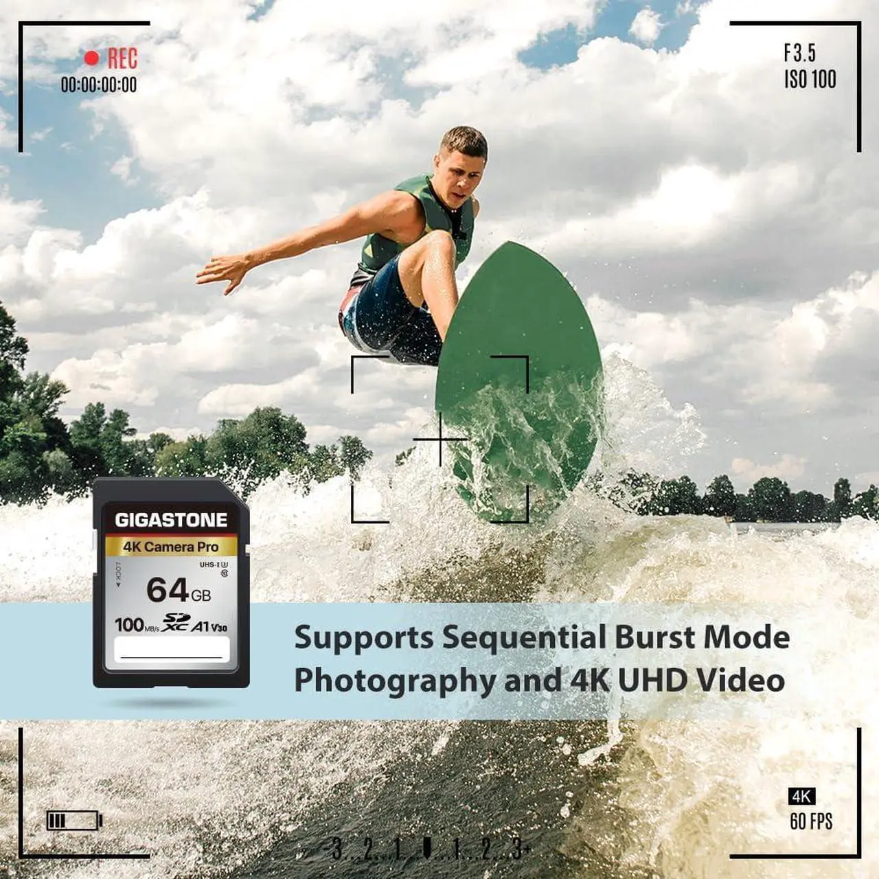 Alt view image 6 of 6 - GIGASTONE 64GB 2-Pack SD Card V30 SDXC Memory Card High Speed 4K Ultra HD UHD Video Compatible with Canon Nikon Sony Pentax Kodak Olympus Panasonic Digital Camera, with 2 Mini cases