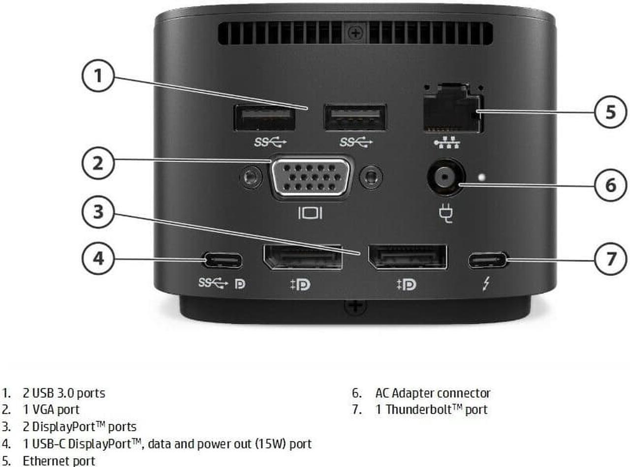 Alt view image 3 of 6 - HP Thunderbolt Dock G2 Docking Station USB-C 120W 2UK37AA#ABA
