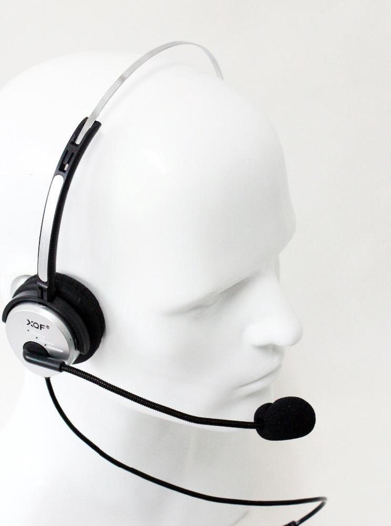 XQF Silver Color  Volume Adjustable 4 Pin Call Center Telephone Headset Monaural Headphone RJ11