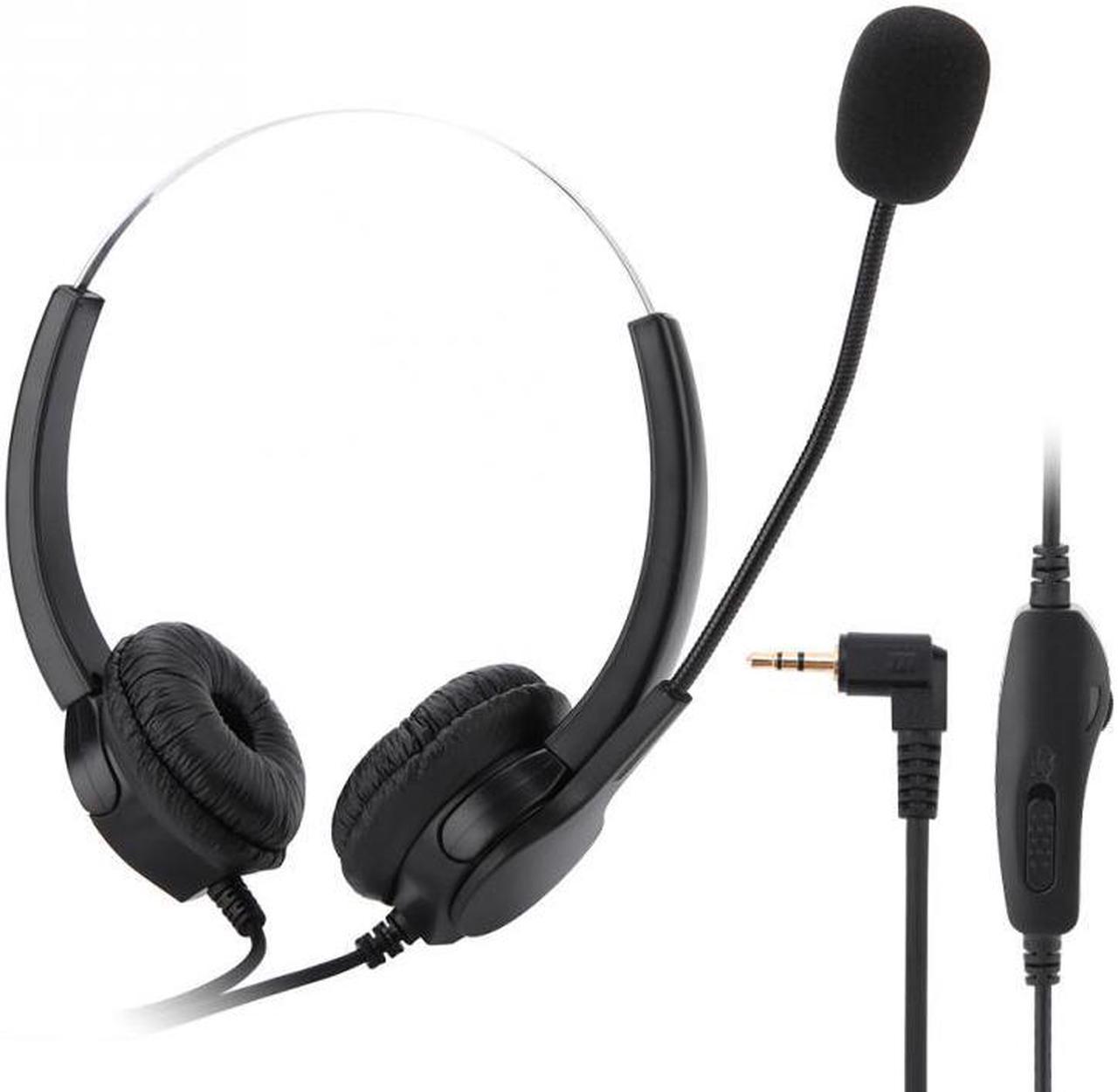 Noise Canceling Call Center Telephone Headset 2.5mm Single Plug Phone Computer Headset with Microphone Volume Adjustment