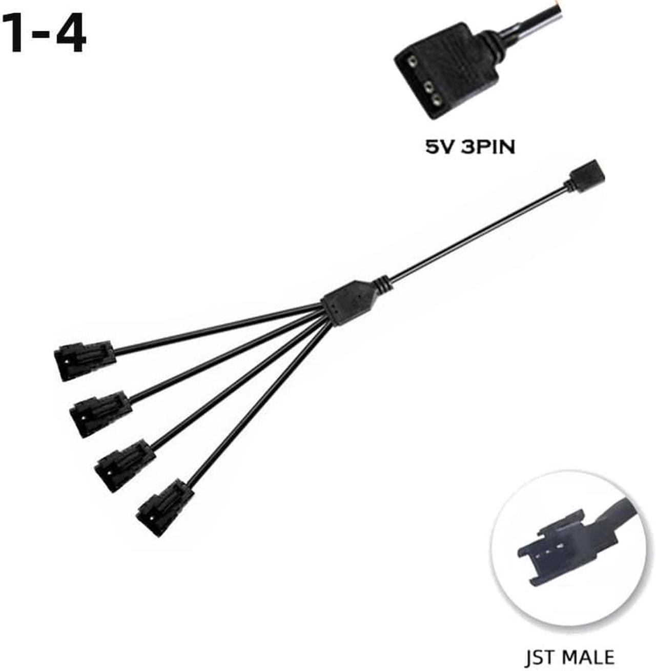 M/B RGB AURA SYNC JST SM Adapter Cable, Transfer To 5V 3Pin ARGB, JST-3P SM3P EL Wire Cord,Male/Female