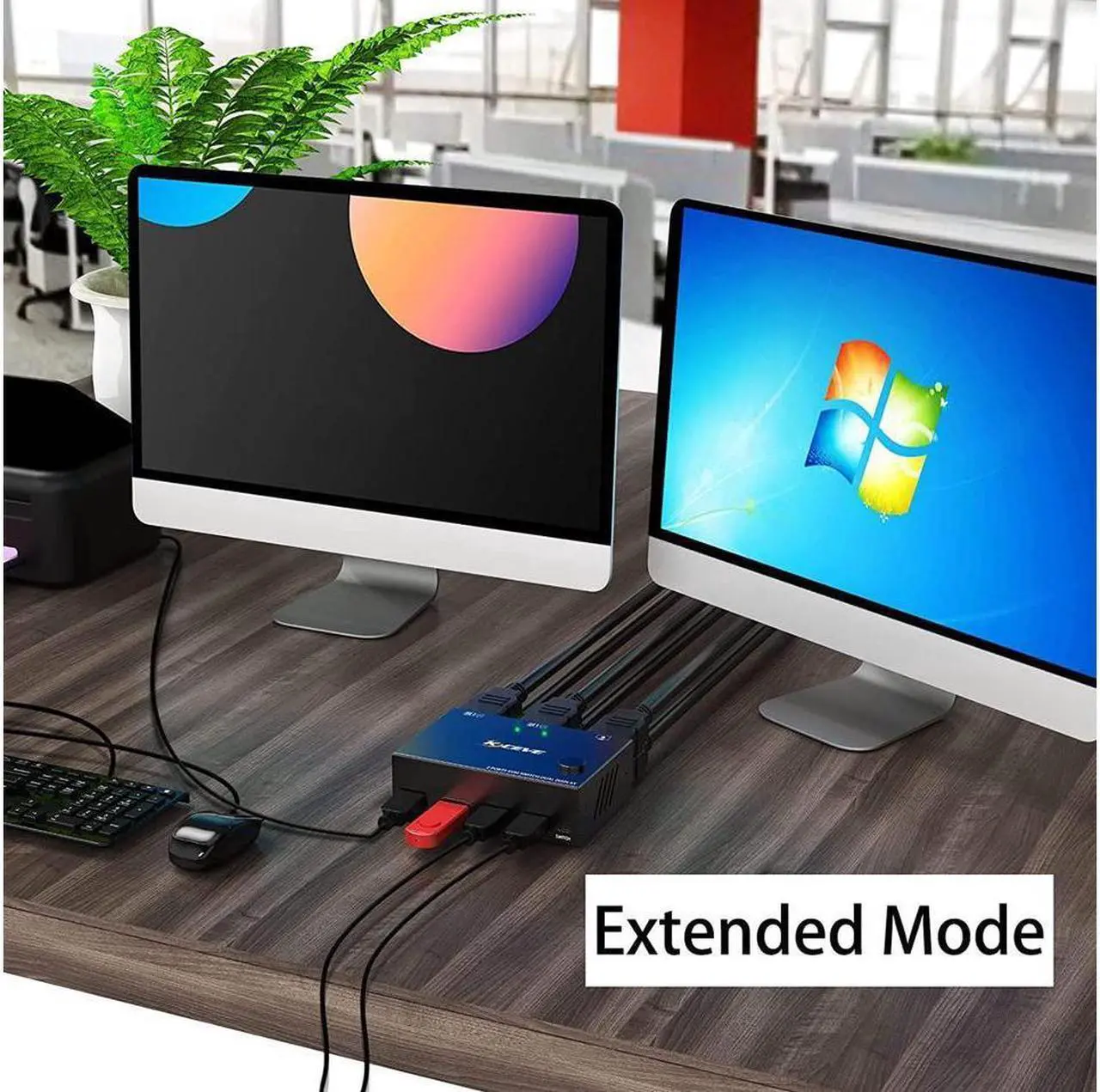 Alt view image 3 of 7 - Dual Monitor KVM Switch HDMI 2 Port 4K@30Hz, 2 In 2 Out 2 Monitor KVM Switch USB HDMI Extended Display Switcher for 2 PCs Share 2 Monitors and 4 USB 2.0 Hub, Desktop Controller and USB Cables Included