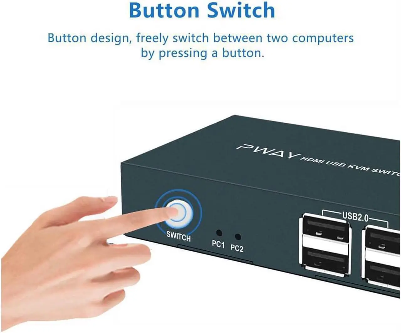 Alt view image 5 of 7 - KVM Switch HDMI, UHD 4K @30Hz, HDMI KVM Switch 2 Port with 4 USB 2.0, Support HDMI Switch for 2 Computers Share Keyboard Mouse Printer and one HD Monitor, with 2 HDMI and 2 USB Cables