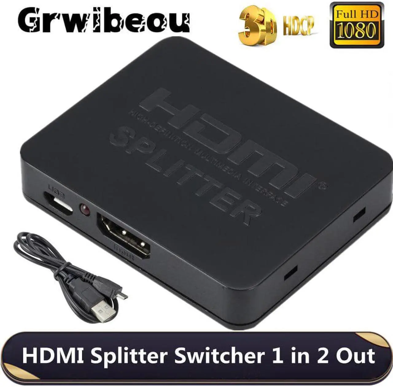 Main image of 4K HDMI 1X2 Splitter Switch Switcher Full HD 1080p Video HDMI Split 1 in 2 Out Amplifier Dual Display For HDTV DVD For PS3 Xbox