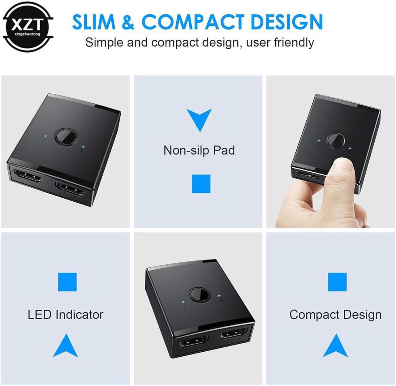 Alt view image 4 of 6 - HDMI-compatible USB KVM Switcher 2 In 1 Out Support 4K Bidirectional Splitter USB 3.0 HUB Switch for PC Keyboard Mouse Printer