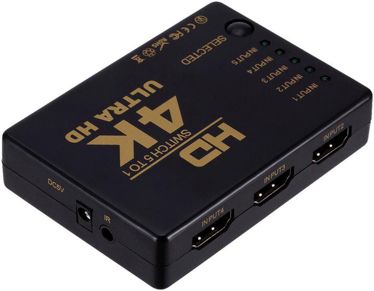 Alt view image 6 of 6 - 4K 5x1 HDMI-compatible Cable Splitter 1080P Video Switcher Adapter 5 Input 1 Output Port Hub for Xbox DVD HDTV PC Laptop TV