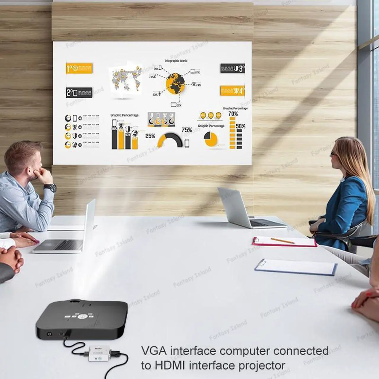 Alt view image 6 of 6 - HW-2107 VGA to HDMI converter with audio VGA to HDMI small white box computer to monitor TV kvm
