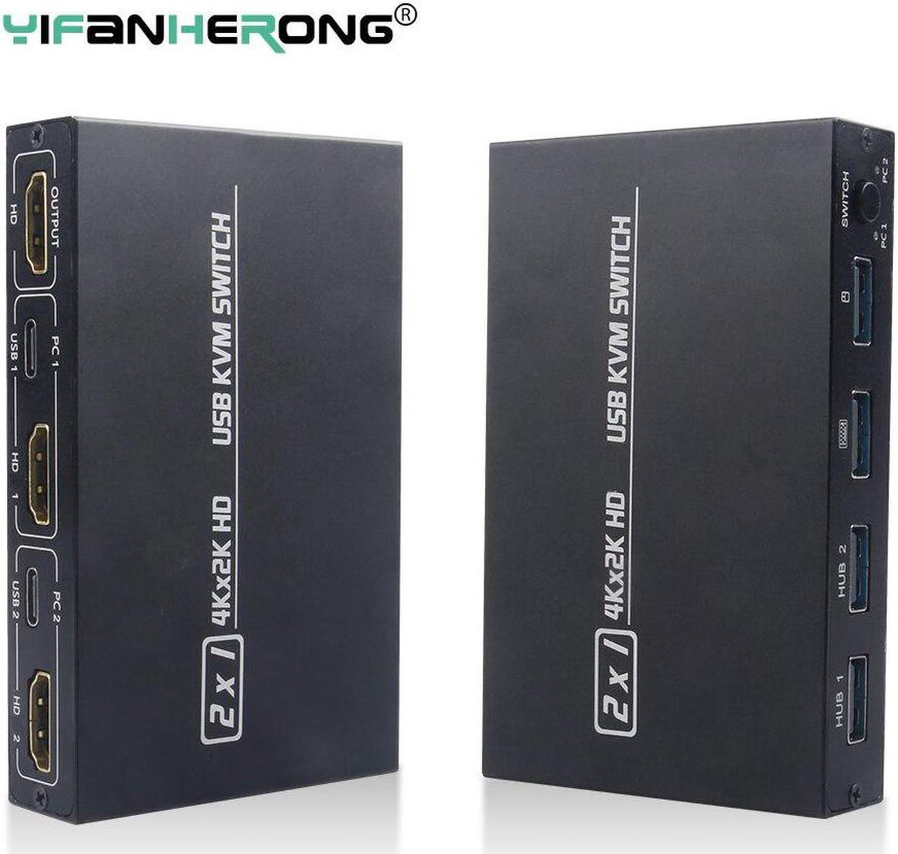 Main image of USB KVM Switch USB 2.0 Switcher HDMI-compatible KVM Switch 2 In 1 Out 4K for 2 PC Sharing Keyboard and Mouse EDID / HDCP Printer