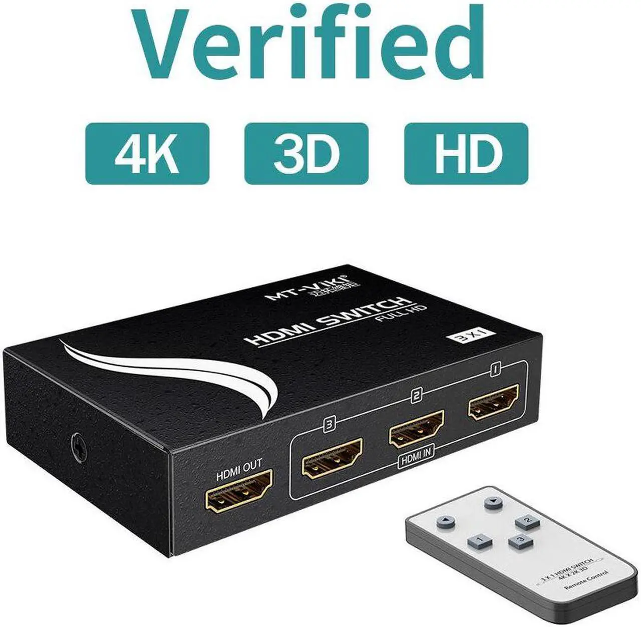 Alt view image 5 of 6 - MT-VIKI 4K HDMI Switch 3 in 1 Out IR Remote Control, 4K@30Hz, Metal 3 Port Switcher Selector Box for Xbox Nintendo PS5 PS4 TV