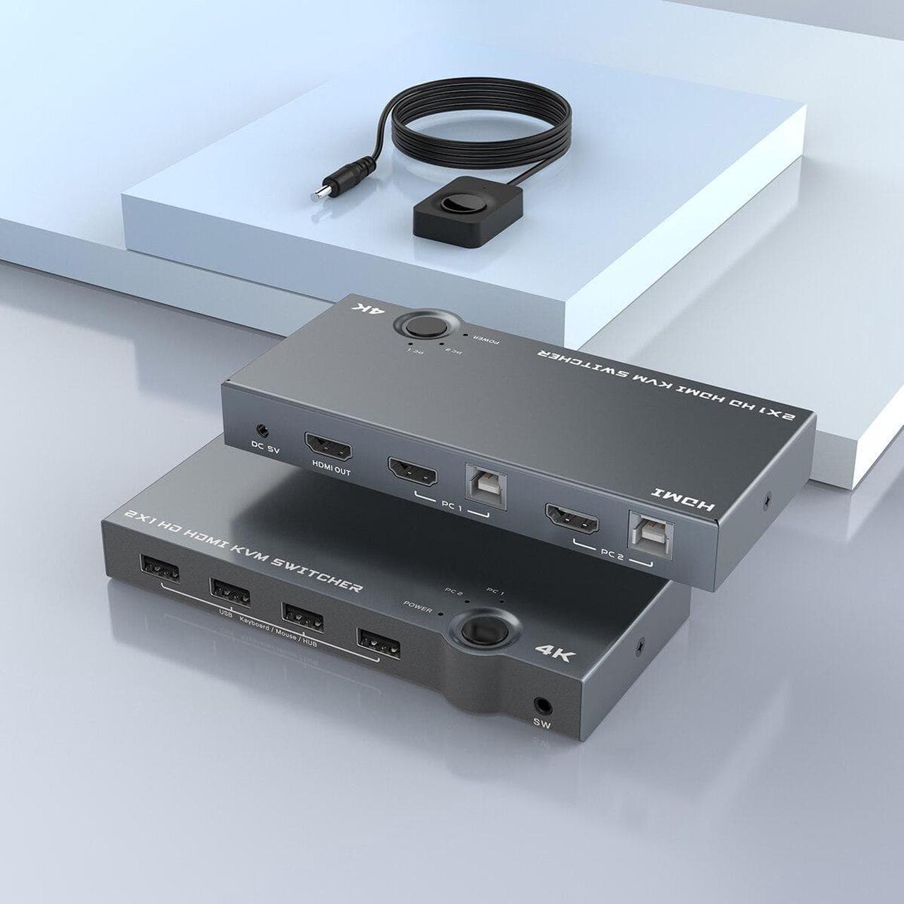 Main image of New product 4 port usb 2.0 kvm switch 4k 60hz hdmi kvm switcher support 2 PC computer HDMI and USBS Output