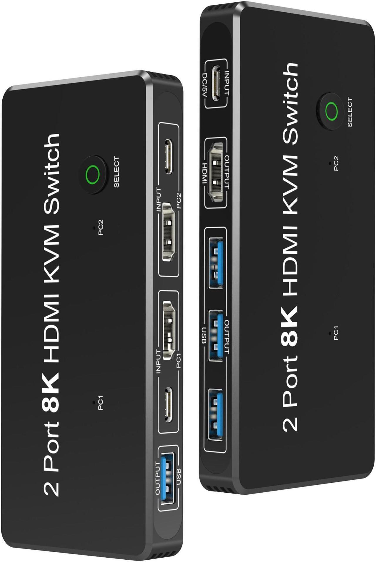 Alt view image 6 of 6 - 8K KVM Switch HDMI-compatible 2x1 With 3xUSB-C 4xUSB3.0 Switcher 8K@60Hz 4K@120Hz for Monitor USB Keyboard Mouse U Disks Printer