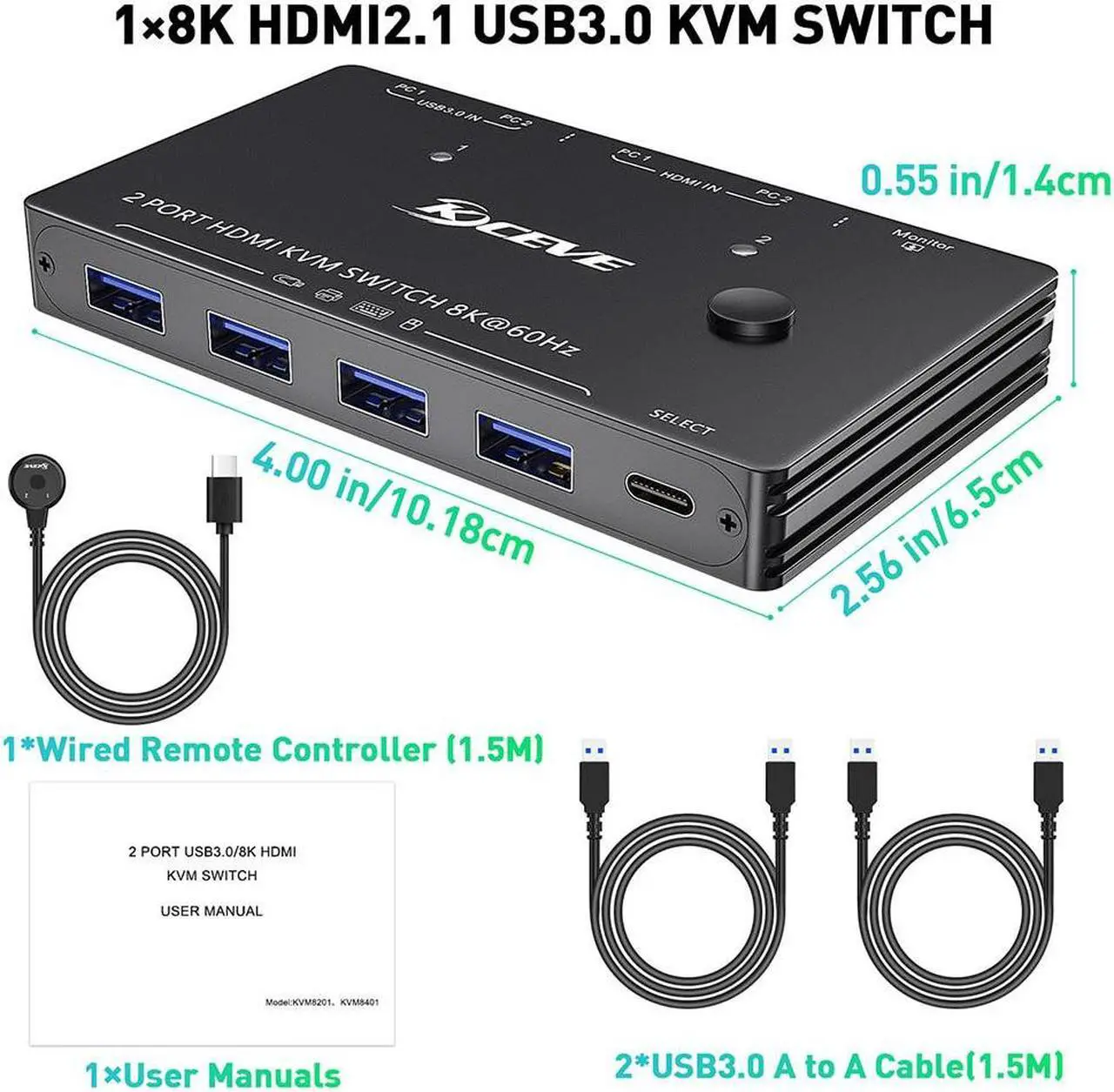 Alt view image 4 of 4 - 8K Dual-port DP USB KVM 2x1 Displayport KVM Switch 4K@144hz 2-port USB KVM 8K Displayport 1.4 Switch KVM mouse&keyboad supported