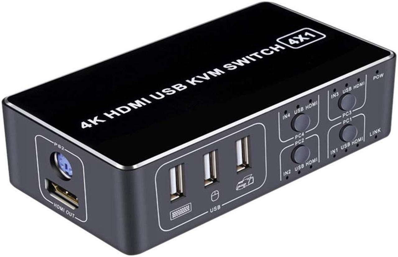 Main image of 4K HDMI compatible USB KVM Switch 4X1 4kX2K/60HZ HDCP 2.2 with Desktop controller for Windows MAC os