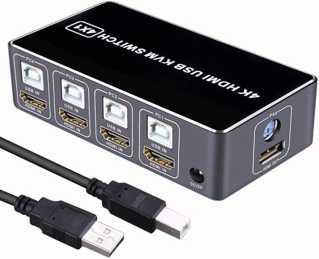 Alt view image 6 of 6 - 4K HDMI compatible USB KVM Switch 4X1 4kX2K/60HZ HDCP 2.2 with Desktop controller for Windows MAC os