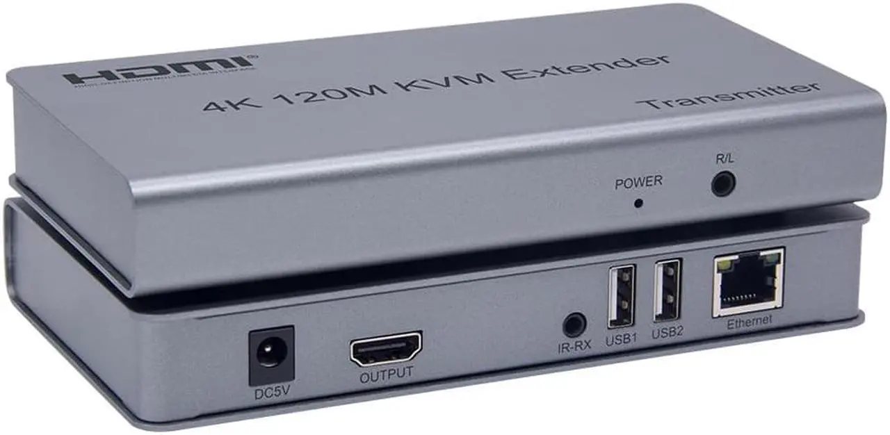 Alt view image 5 of 6 - 4K 120M HDMI KVM Extender over Cat5e/6 cable HDMI USB Ethernet Extender Transmit with Loop out IR Control Support Mouse Keyboard