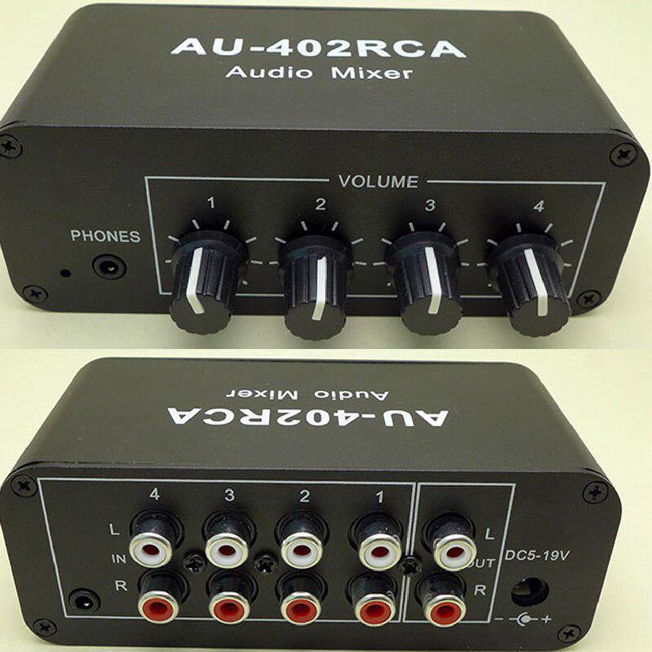 Alt view image 5 of 6 - Multi-Source RCA Mixer Stereo Audio Reverberator Audio Switch Switcher 4 Input 2 Output Driver Headphone Volume Control
