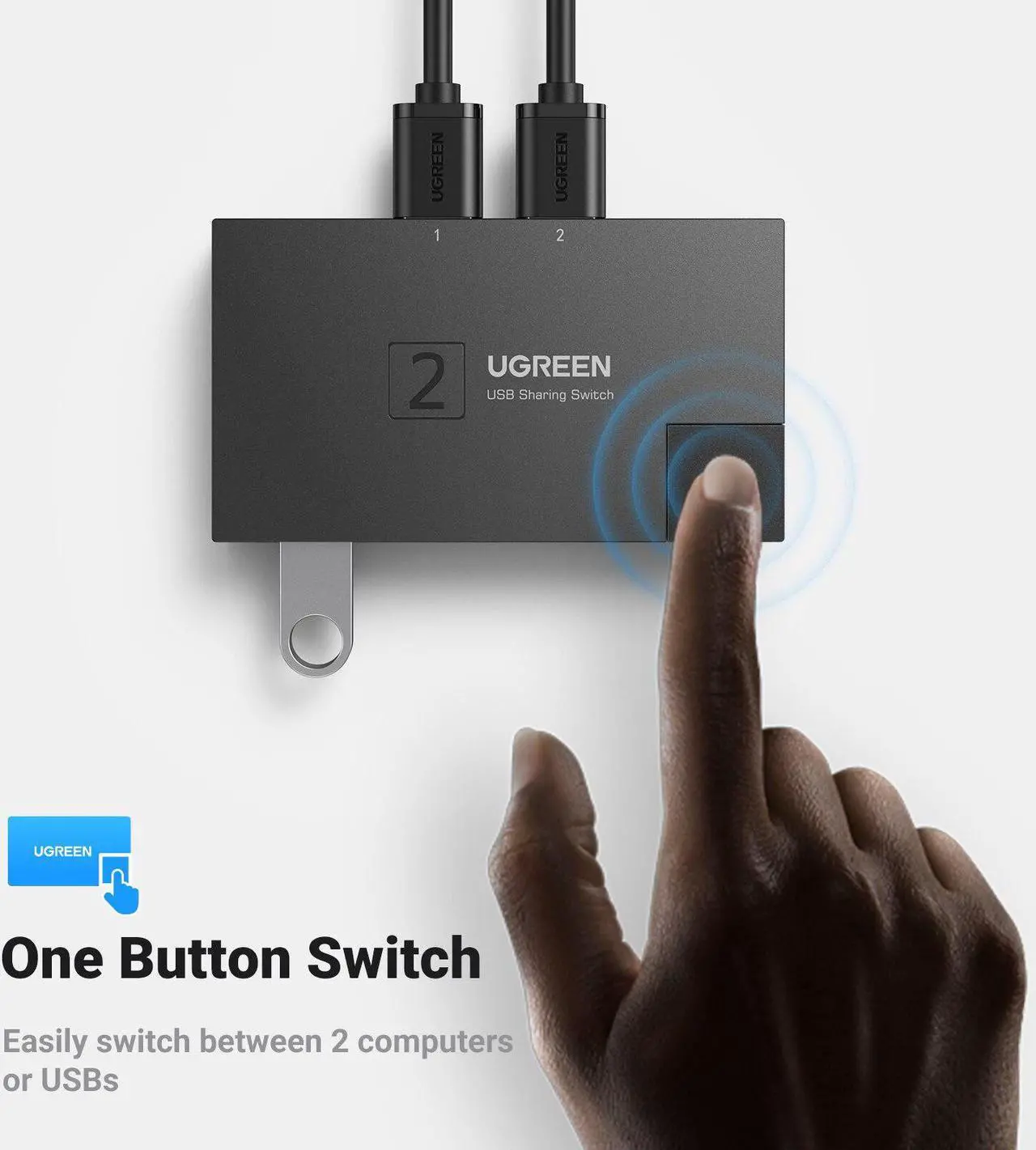 Alt view image 5 of 6 - UGREEN USB 3.0 Switch Selector 2 Computers Share 1 USB Port Switcher Work with Hub for Keyboard Mouse U-Disk Printer Scanner