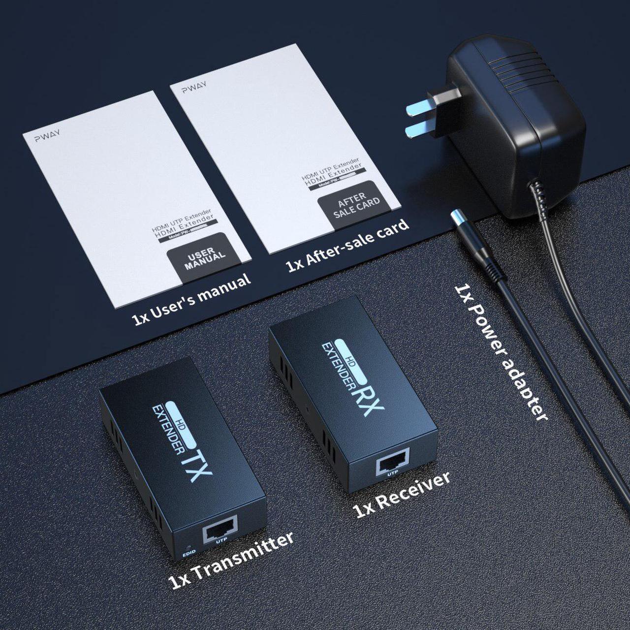 Alt view image 4 of 6 - Extender  Audio Video Converter For PC Ps5 TV Monitor HDMI KVM extender 60M over cat5/6 ethernet cable 1080P hdmi 4k cable