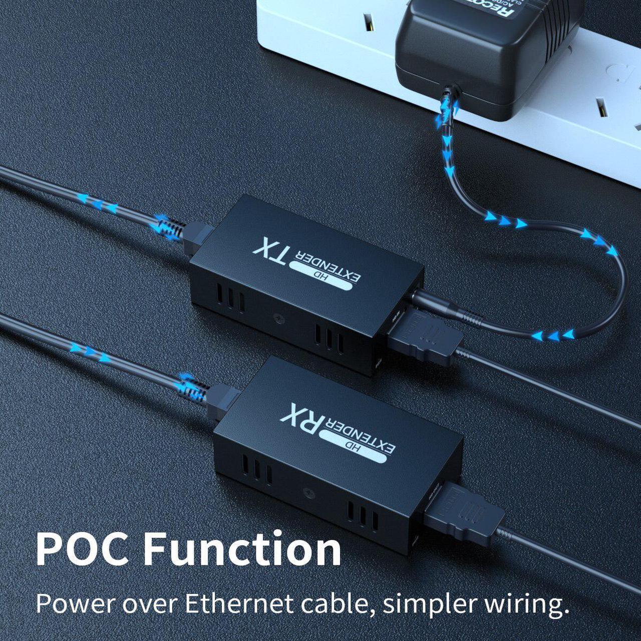 Alt view image 3 of 6 - Extender  Audio Video Converter For PC Ps5 TV Monitor HDMI KVM extender 60M over cat5/6 ethernet cable 1080P hdmi 4k cable