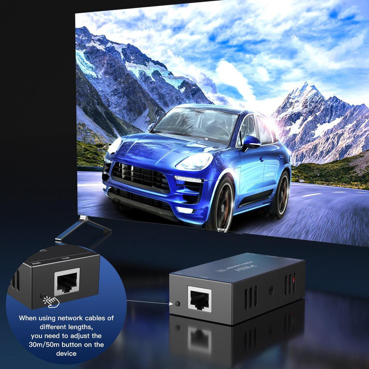 Alt view image 6 of 6 - Extender  Audio Video Converter For PC Ps5 TV Monitor HDMI KVM extender 60M over cat5/6 ethernet cable 1080P hdmi 4k cable
