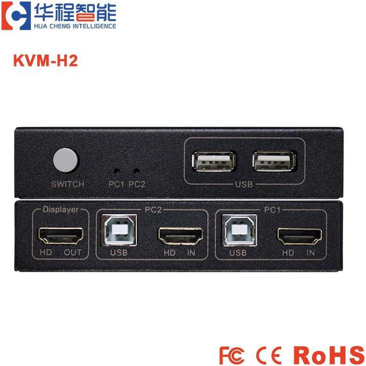 Alt view image 4 of 6 - USB KVM-H2 Converter 4K*2K 30Hz 1080P 2 In 1 Out Ultra Video Switcher Support HDCP PS4 Monitor Keyboard Mouse