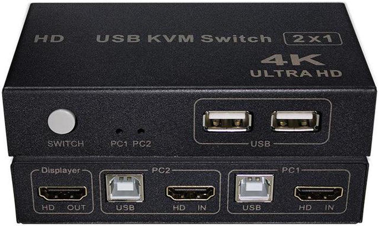 Alt view image 6 of 6 - USB KVM-H2 Converter 4K*2K 30Hz 1080P 2 In 1 Out Ultra Video Switcher Support HDCP PS4 Monitor Keyboard Mouse