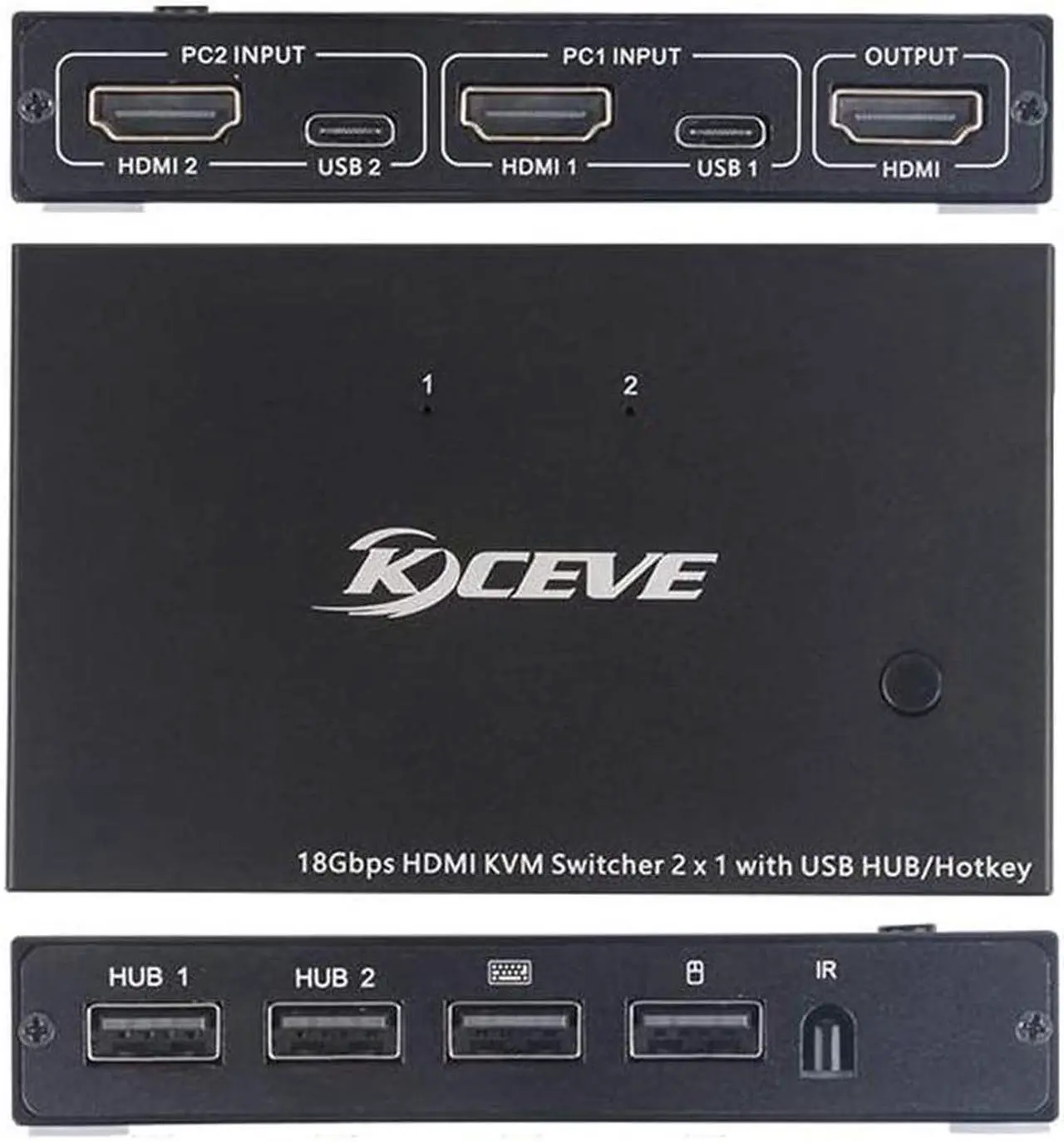 Alt view image 2 of 4 - 2 Ports HDMI 2.0 KVM switch 2 in 1 out Sharing 2 USB Devices 2.0 Switch Switcher For PC Computer Printer Keyboard Mouse