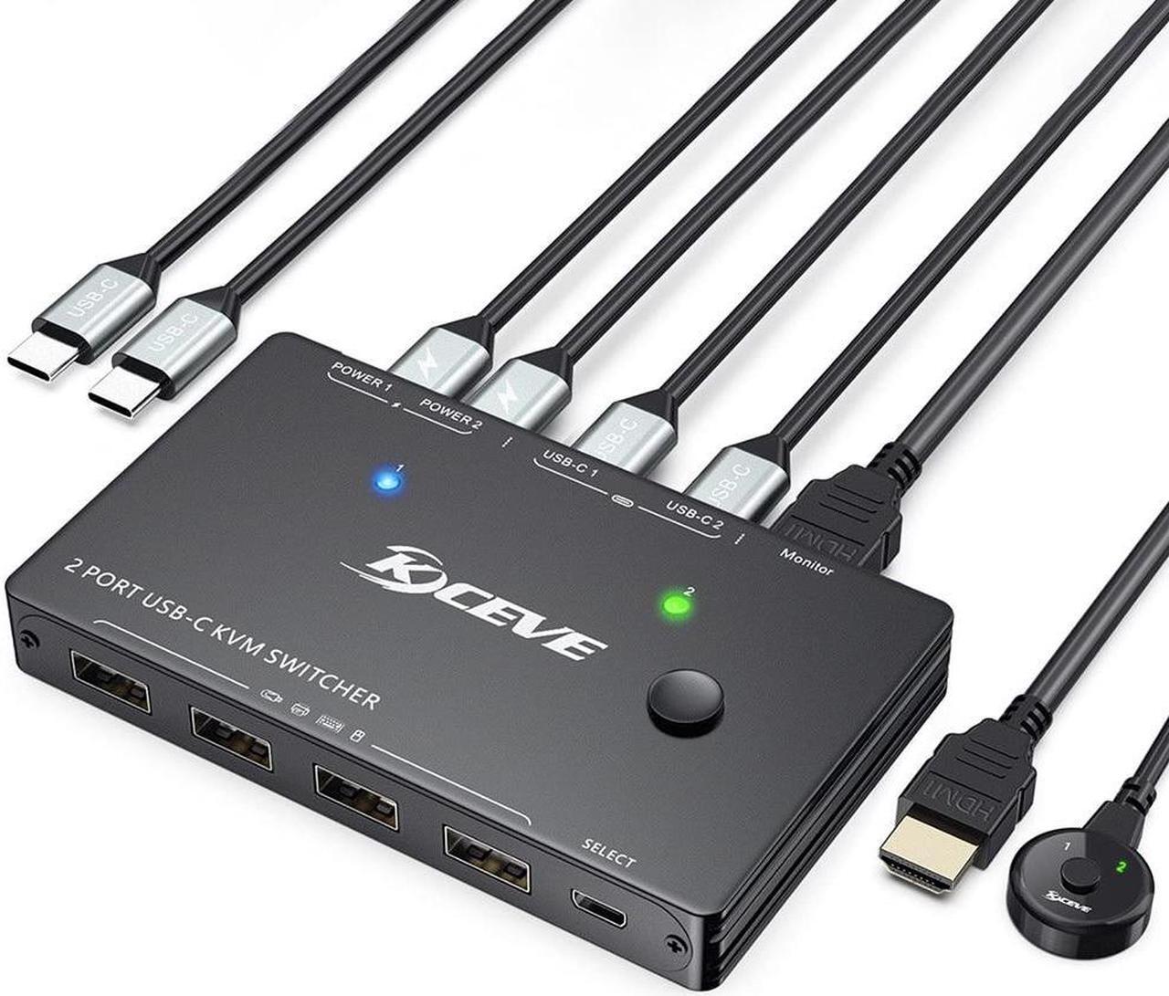 Alt view image 5 of 6 - 4 Port HDMI KVM Switch 4X2 Dual Monitor 4K@60Hz Extended Display USB KVM Switch 4 in 2 out for 4 PC Share Keyboard Mouse Monitor
