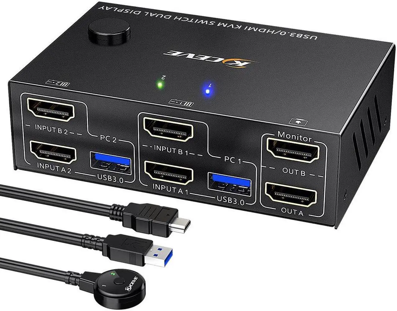 Alt view image 2 of 6 - DP Dual Monitor KVM Switch DisplayPort 1.4 8K@30Hz 4K@144Hz DP Extended Display KVM Switch for 2 Computers Share 2 Monitors