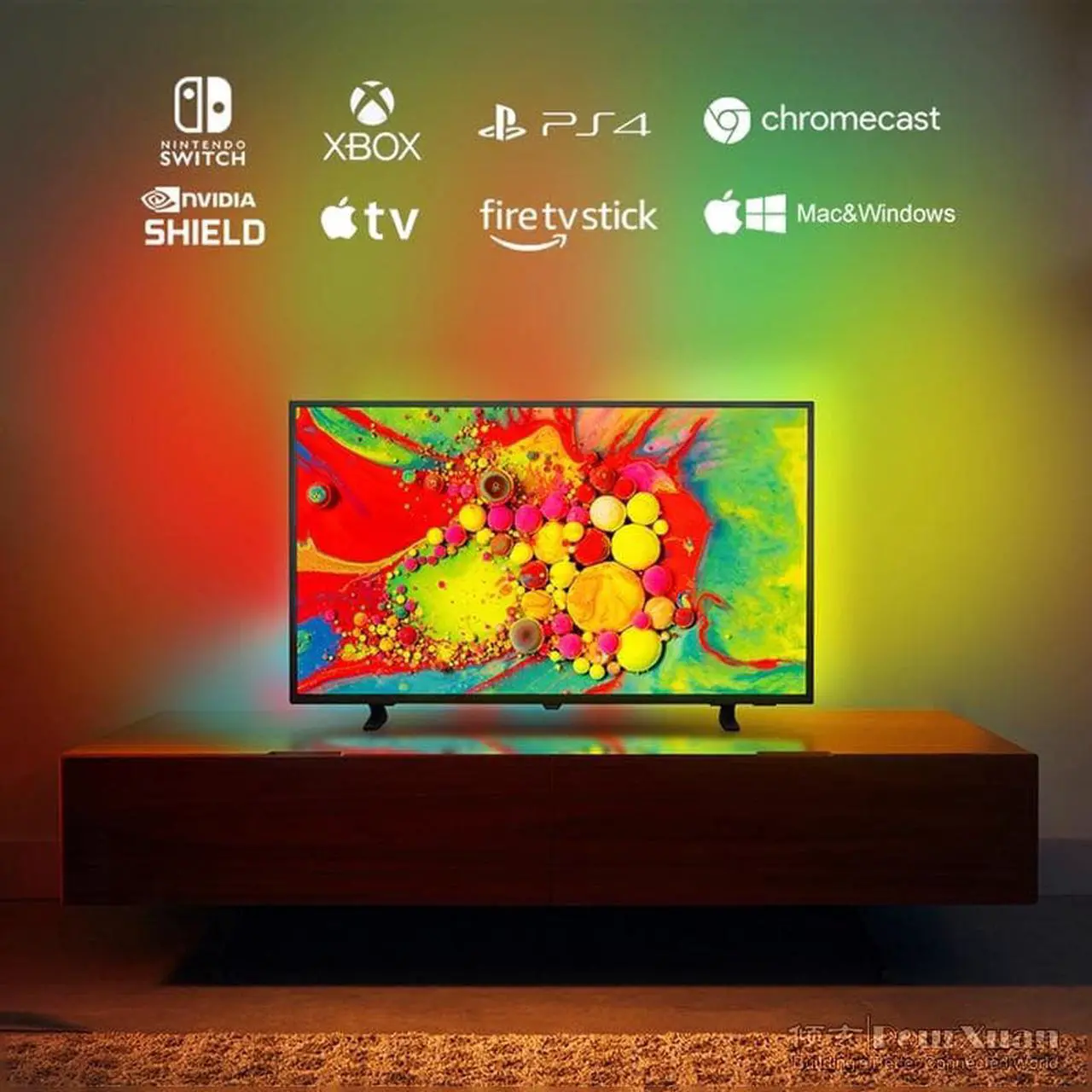 Alt view image 4 of 6 - Ambient Smart led strips lights that sync with your PC for room lg TV 55 inch HDMI2.0 4K switch usb lamp synchronization Dimmer