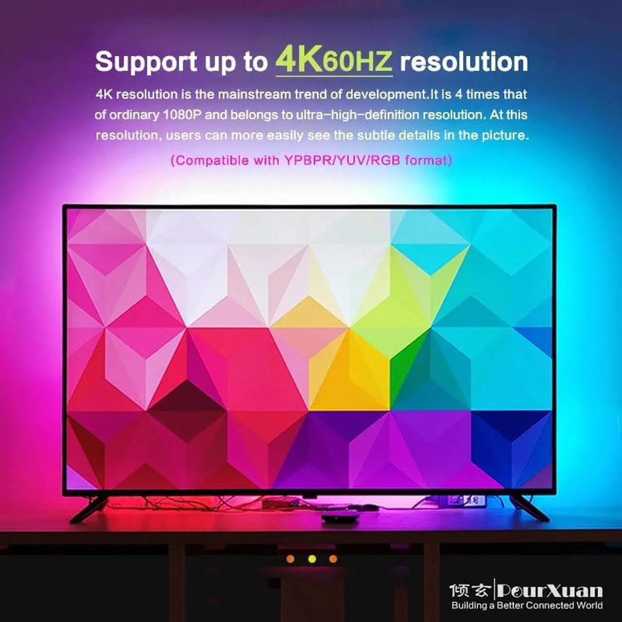 Alt view image 2 of 6 - Ambient Smart led strips lights that sync with your PC for room lg TV 55 inch HDMI2.0 4K switch usb lamp synchronization Dimmer