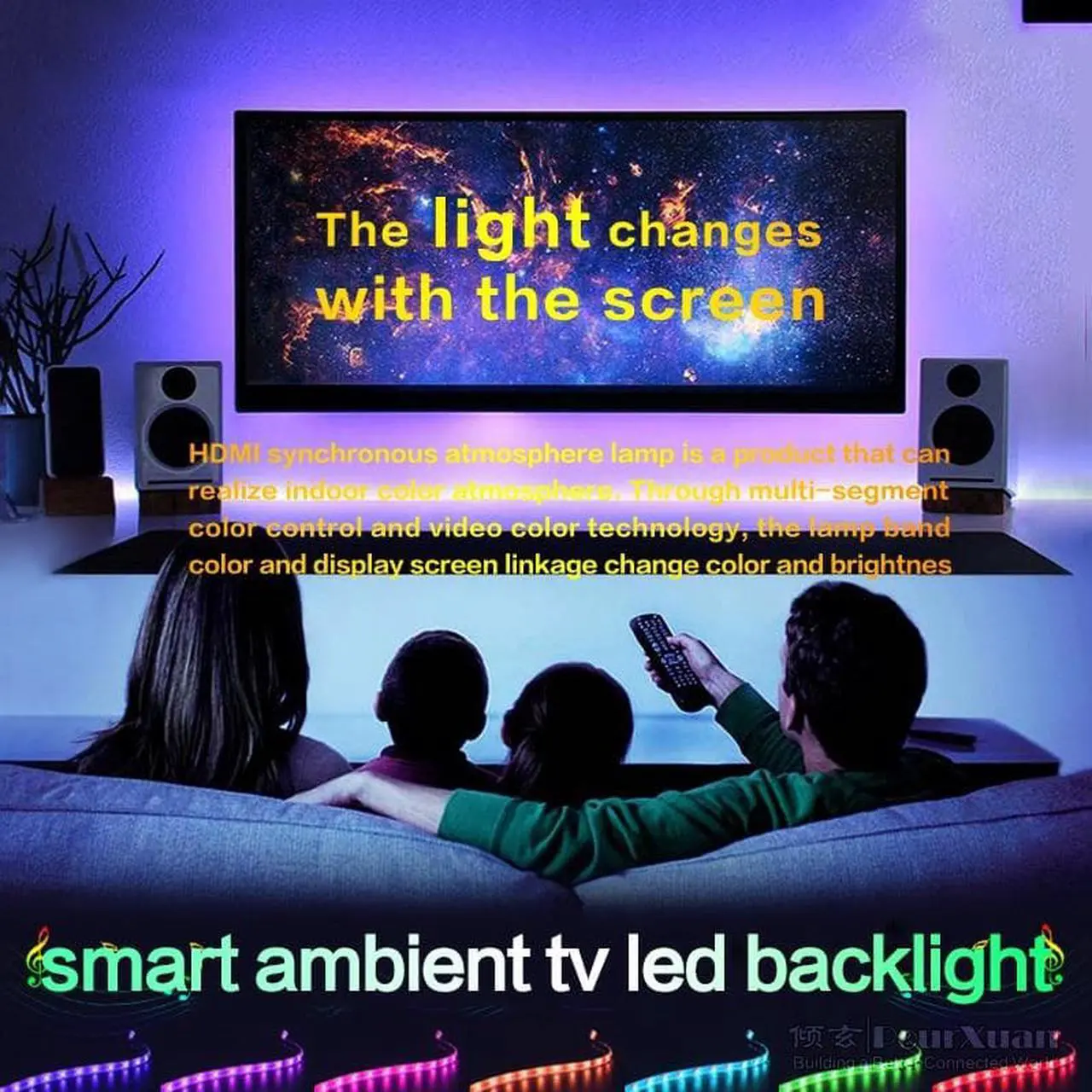 Alt view image 5 of 6 - Ambient Smart led strips lights that sync with your PC for room lg TV 55 inch HDMI2.0 4K switch usb lamp synchronization Dimmer