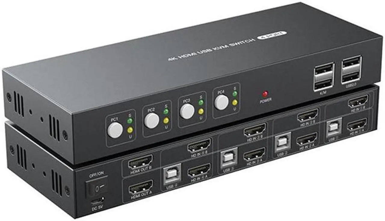 Alt view image 6 of 6 - Dual monitor HDMI KVM Switch 4x2 Extended Display 4K 30Hz HDMI USB KVM Switcher 2 in 4 out for PC Monitor Mouse Keyboard Share