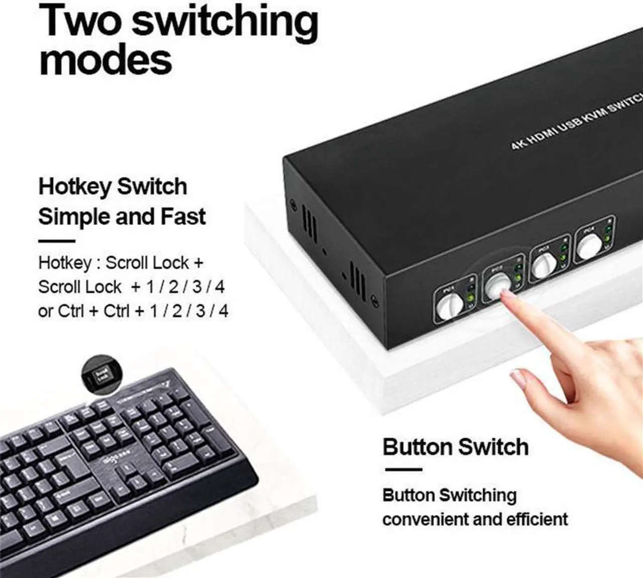 Alt view image 3 of 6 - Dual monitor HDMI KVM Switch 4x2 Extended Display 4K 30Hz HDMI USB KVM Switcher 2 in 4 out for PC Monitor Mouse Keyboard Share