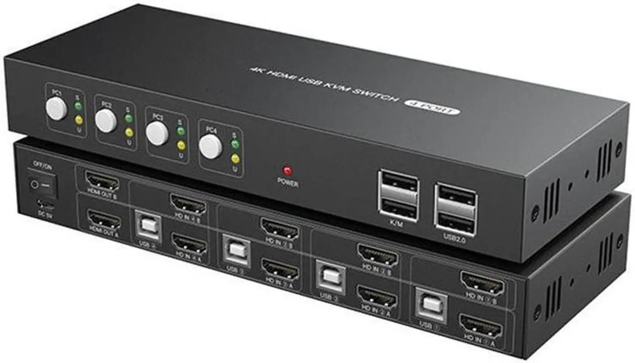 Alt view image 5 of 6 - Dual monitor HDMI KVM Switch 4x2 Extended Display 4K 30Hz HDMI USB KVM Switcher 2 in 4 out for PC Monitor Mouse Keyboard Share