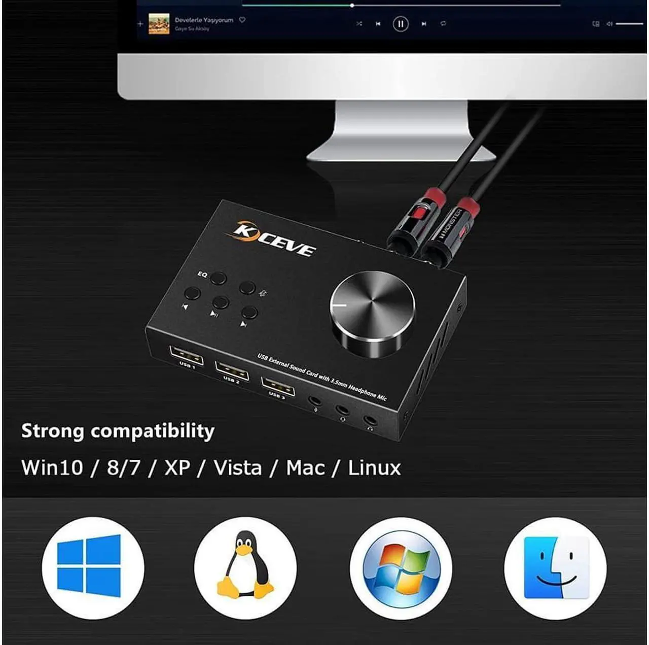 Alt view image 5 of 7 - USB Volume Control Knob Multimedia Audio Controller USB Hub with Audio Adapter External Sound Card with 3.5mm Headphone Microphone Jack for Windows, Mac, Linux, PC, Laptop, Desktop