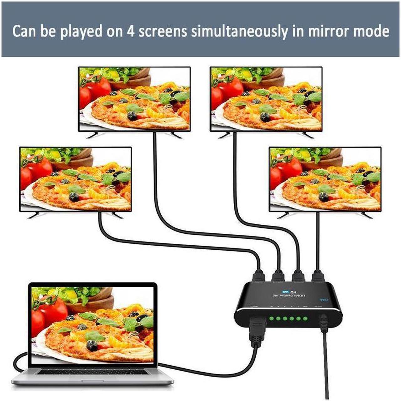 Alt view image 3 of 6 - 1 In 4 Out HDMI Splitter 4K*2K 3D 1x4 HDMI Splitter Full Ultra HD Support 3D & 4K for DVD PS3/4 Blu-Ray Player HDTV