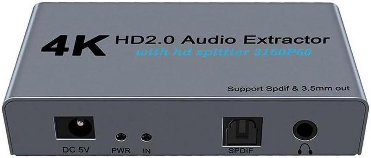 Alt view image 5 of 6 - 4K@60fs HDMI Audio Splitter HDMI2.0 Audio Decoder Audio Extractor HDMI 1 In 2 Out HDMI 1*2 HDCP2.2 (SPDIF+ 3.5mm Jack)