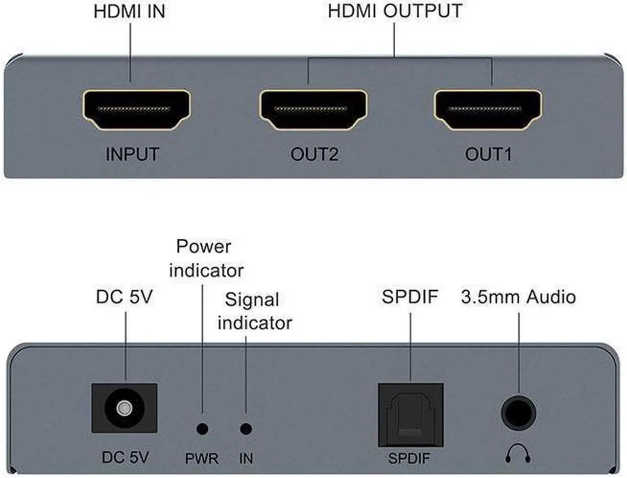 Alt view image 3 of 6 - 4K@60fs HDMI Audio Splitter HDMI2.0 Audio Decoder Audio Extractor HDMI 1 In 2 Out HDMI 1*2 HDCP2.2 (SPDIF+ 3.5mm Jack)