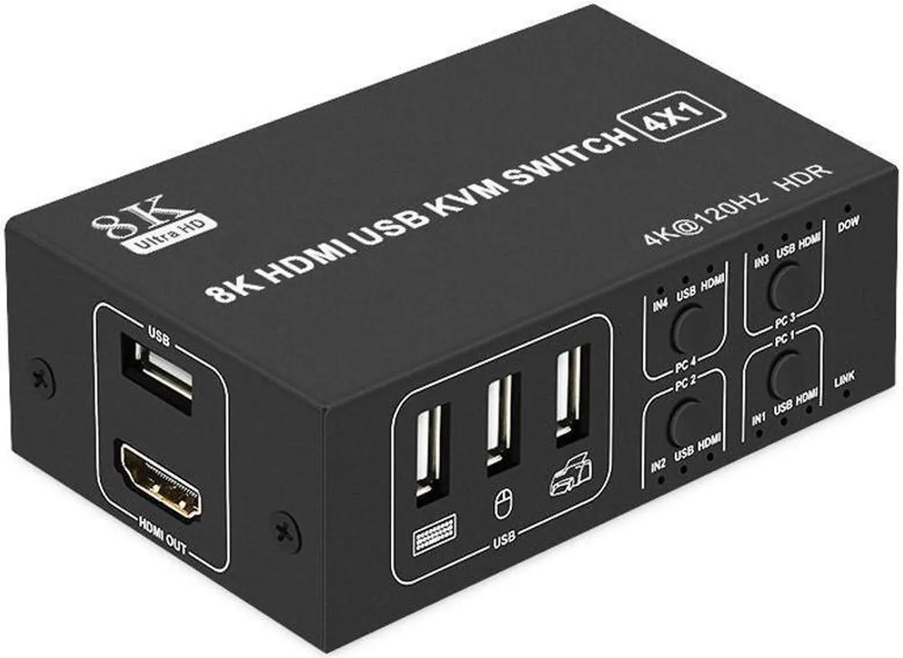 Main image of 8K@60HZ / 4K@120HZ USB HDMI KVM Switch 4 in 1 Out USB HDMI KVM Switcher for Mouse Keyboard Sharing for PC Laptop Win7 Win10 MAC