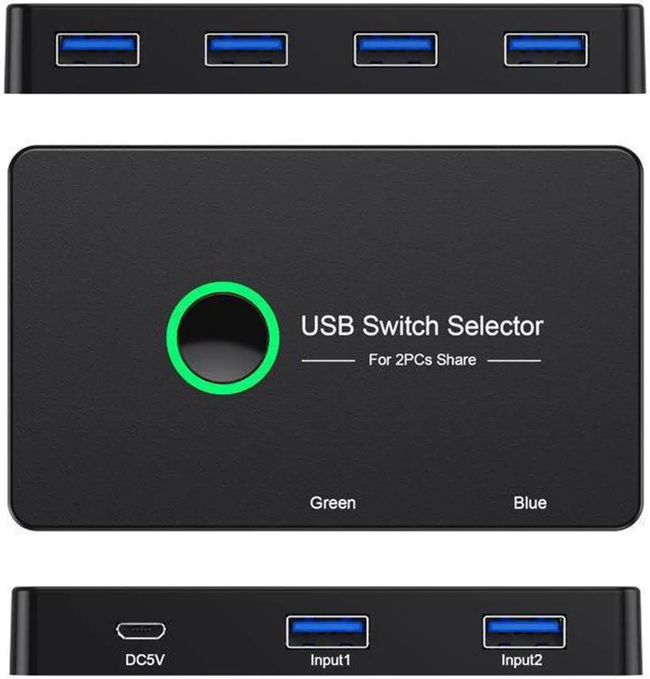 Alt view image 2 of 7 - USB KVM Switch Selector Box USB 3.0 2.0 Switcher 2 Port PCs Sharing 4 Devices for Keyboard Mouse Printer Monitor with 2 USB Cable
