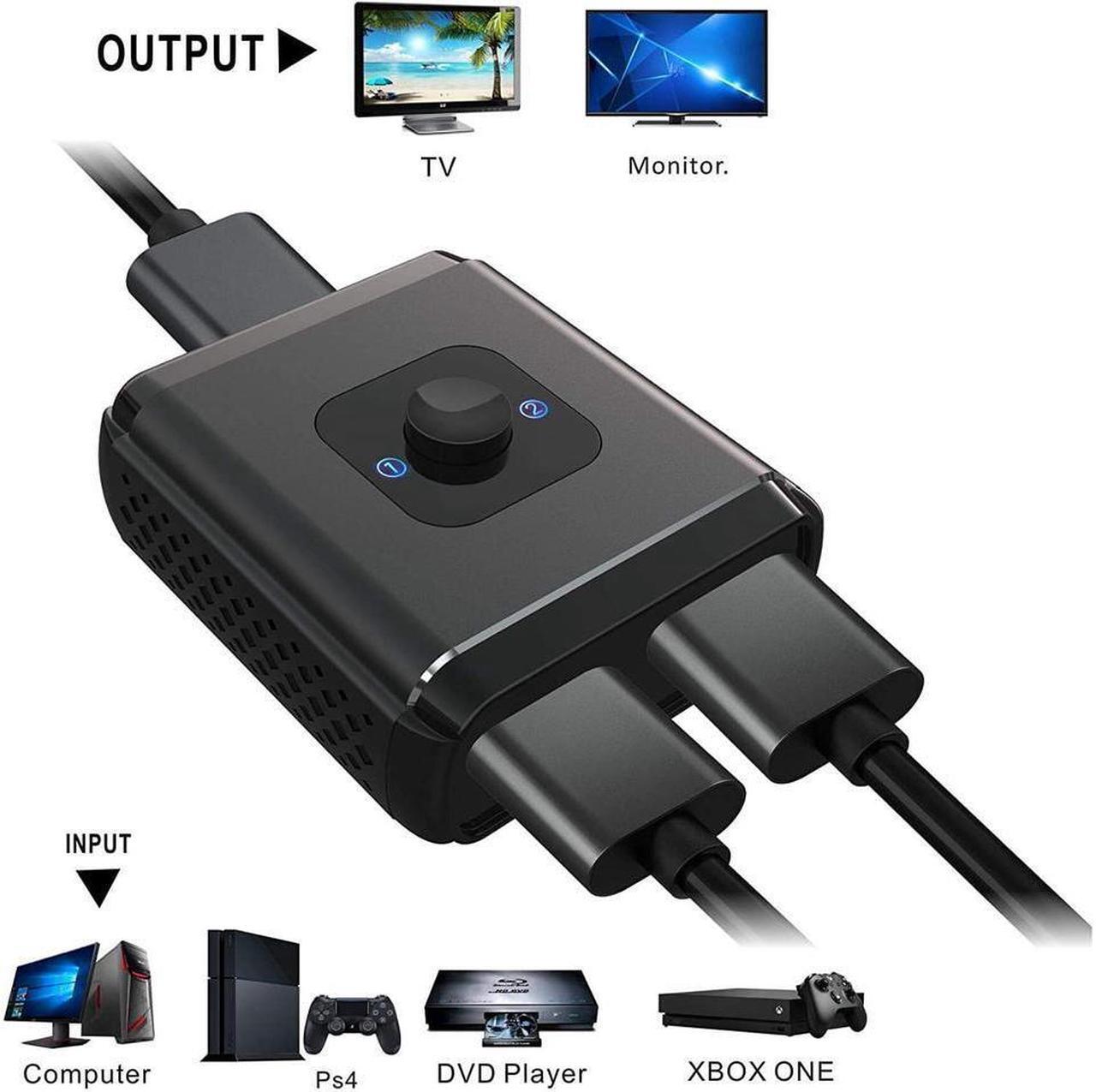 Alt view image 4 of 6 - HDMI Splitter 4K @60Hz HDMI Switch, Aluminum Bidirectional HDMI Switcher,HDMI Splitter 1 in 2 Out or 2 in 1 Out, Manual HDMI Hub Supports 4K 3D 1080P for HDTV Blu-Ray-Player FireStick Xbox