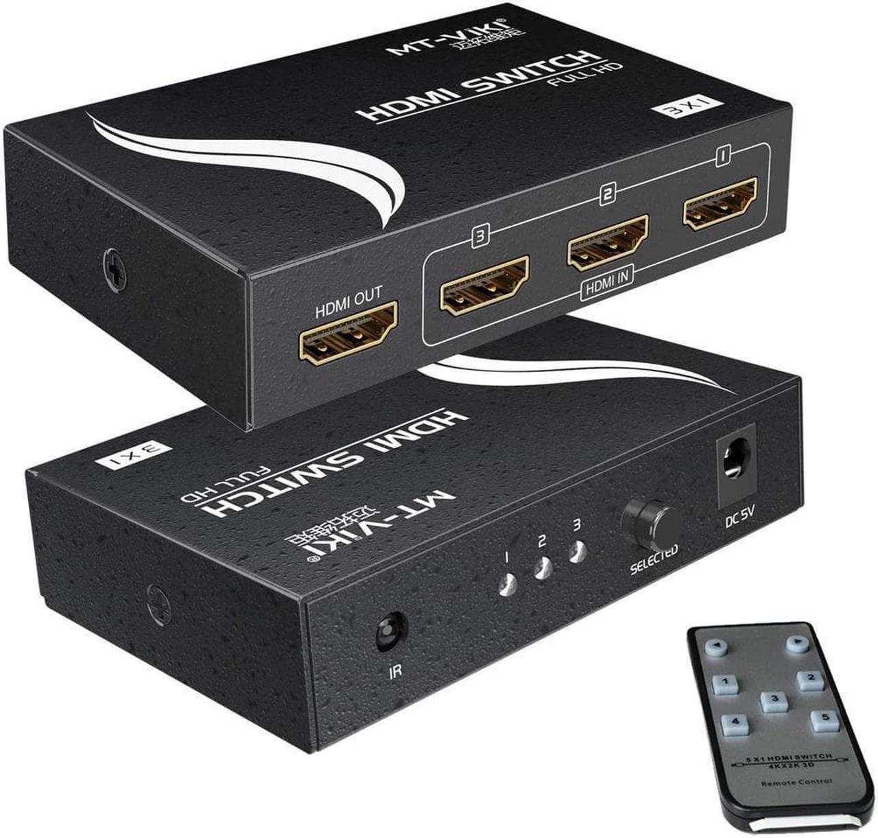 Main image of 4K HDMI Switch 3 in 1 Out w/IR Remote Control, 3 Port Switcher Selector Box for Xbox Nintendo PS3 PS4 TV Fire Stick Roku
