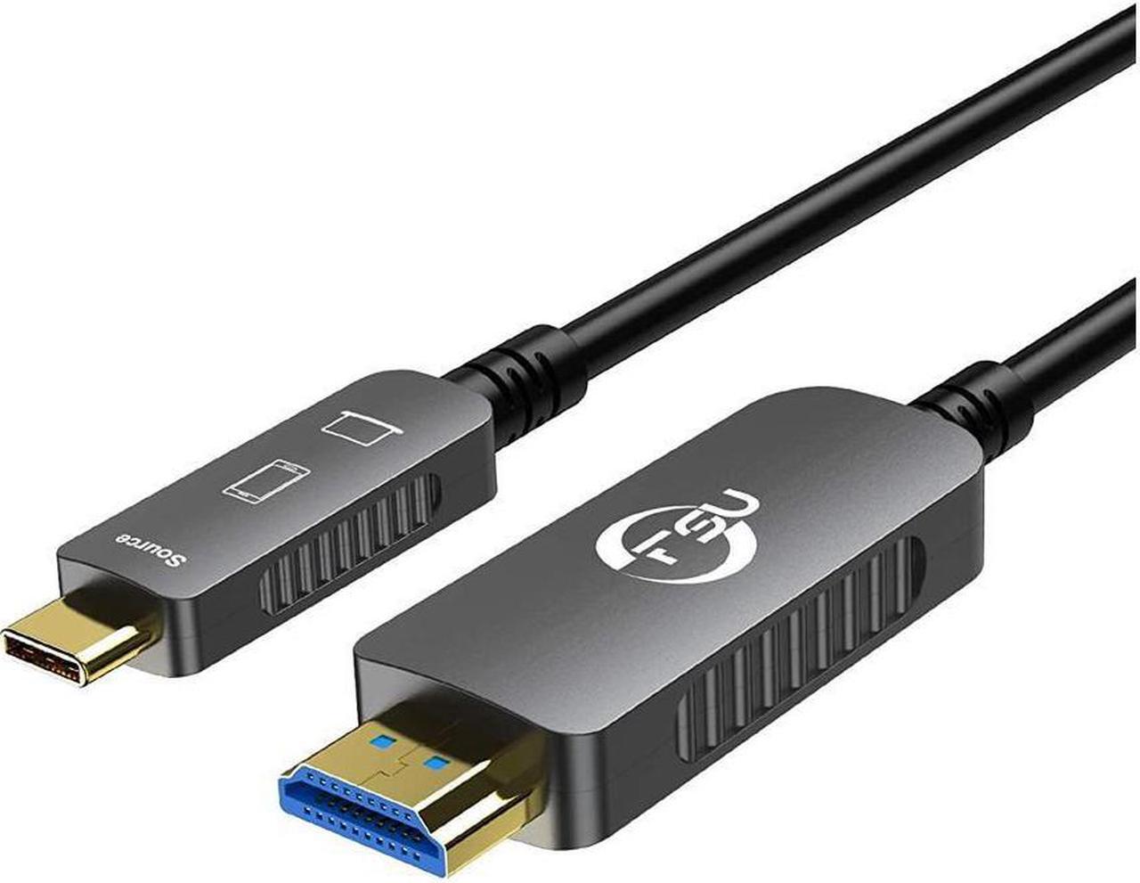 Alt view image 2 of 7 - USB 3.1 Type C to HDMI Fiber Optic Cable, 16.4ft/5M 18Gbps Ultra Speed Video Projection Cord, 4K@60hz, HDCP, 3D, Compatible with All Laptop Phones and Tablets with Type C & Thunderbolt 3 Interface